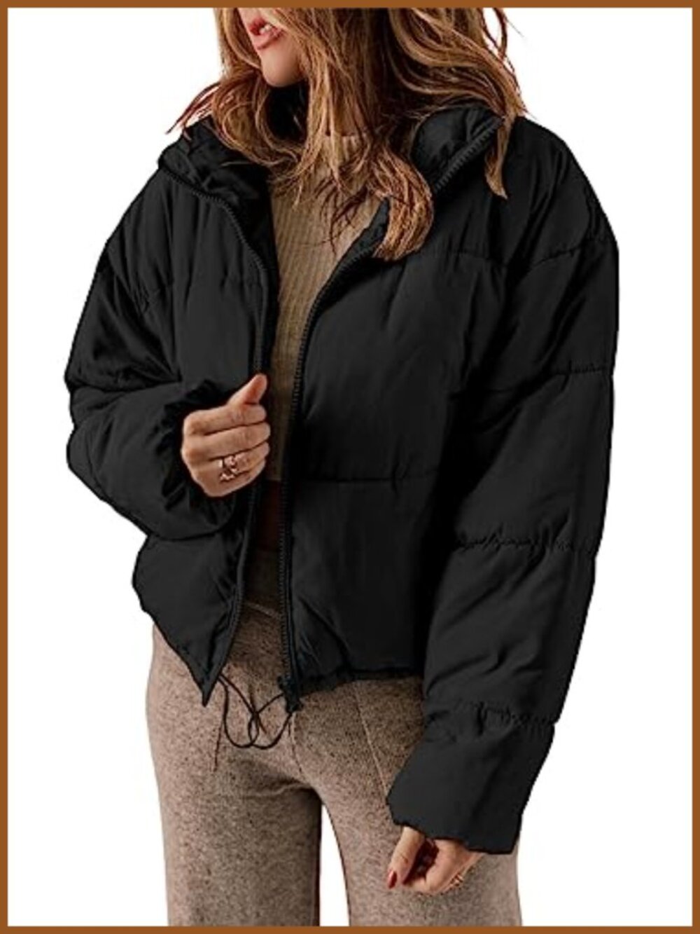 Quilted Puffer Jacket Long Sleeve Full Zip Lightweight Winter Coat